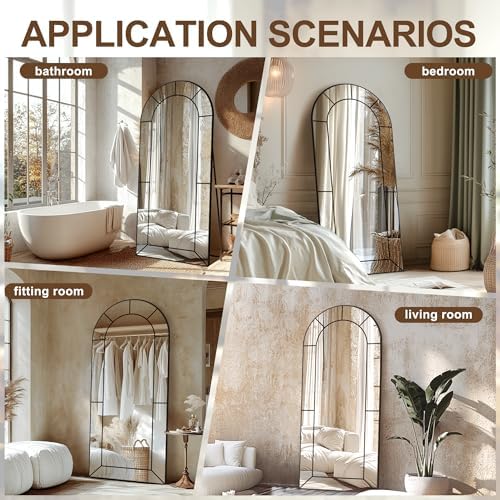 Delma Arched Window Pane Full Length Mirror, Window Mirror - Image 6