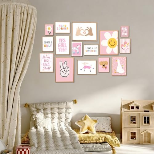 Baby Nursery Wall Decor-Cartoon Animal Playroom Canvas Wall Art Cute Girl - Image 7