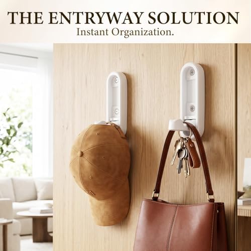 Foldable Wall Hooks, 4 Pack White Heavy Duty Coat Hooks, Screw Mounted - Image 3