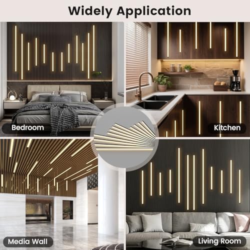 Wall Slat Lights 12pcs Black Self-Adhesive Wood Panel Lights - Image 3