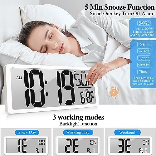 Large Digital Wall Clock with Backlight 15.2 Inch Digital Alarm Clock - Image 5