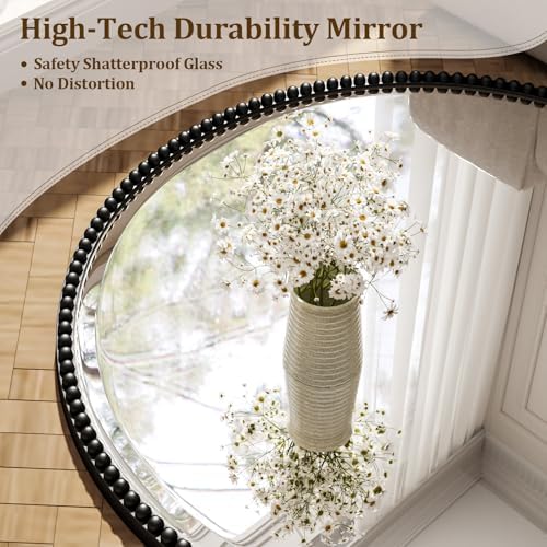 28'' Round Mirror, Beaded Circle Decorative Wall Mirror - Image 3