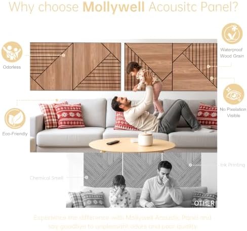 Mollywell Acoustic Wall Panels, 8 Pack, 23.6x23.6 in - Image 4