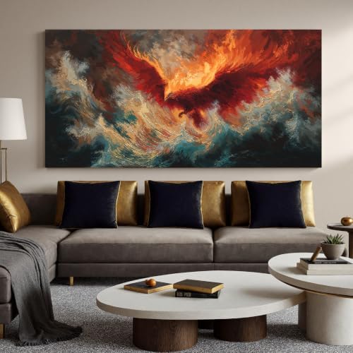 Large Wall Art Decor 29"x58" Retro Fire Phoenix Wall Art - Image 6