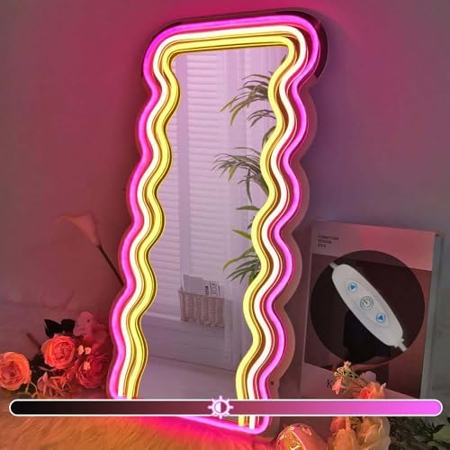 jXIN Wavy Mirror Neon Signs for Wall Decor, Wall Mounted Irregular Decorative by JXINNeonSigns