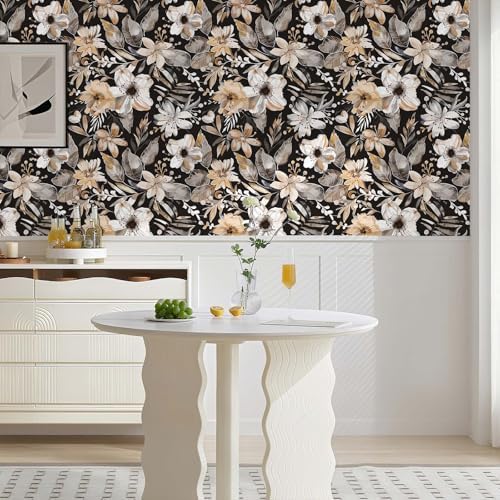 Vintage Black Floral Peel and Stick Wallpaper 17.7" x 124" - Image 5