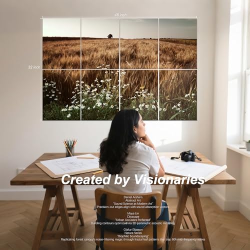 Mollywell Art Acoustic Panels, 48x32 in, Lonely Tree・Wheat and Flowers - Image 2