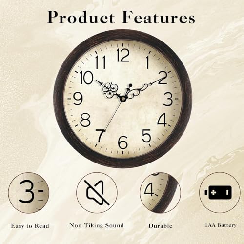 KECYET 16" Wall Clock Large Battery Operated Quartz Silent Quartz - Image 3