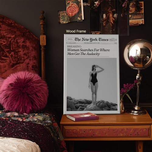 Trendy NewsPaper Wall Art 24x36in Wooden Framed Woman Searches - Image 2