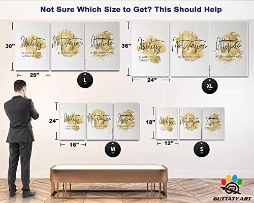 Office Wall Art-3 Panel Motivational Wall Art, Inspirational Quotes Canvas Art - Image 4