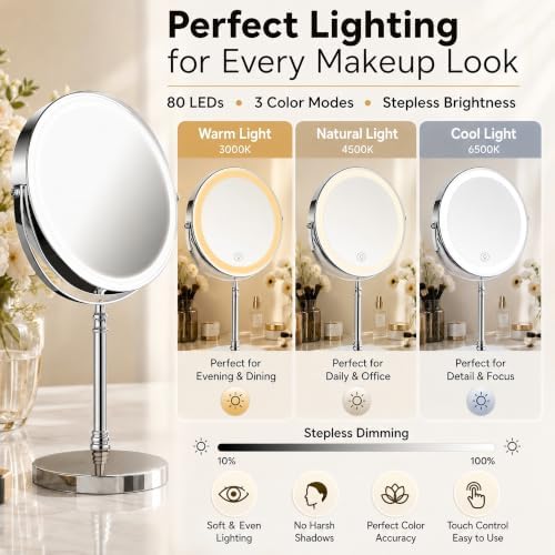 DEIOVWXS Makeup Mirror, Rechargeable Vanity Mirror - Image 2