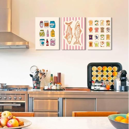 Cute Funny Kitchen Wall Art Set of 3, Fashion Breakfast Food Avocado Toast - Image 2
