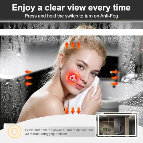 LED Bathroom Mirror with Lights, 30 x 55 Lighted Vanity Wall Mirror - Image 2