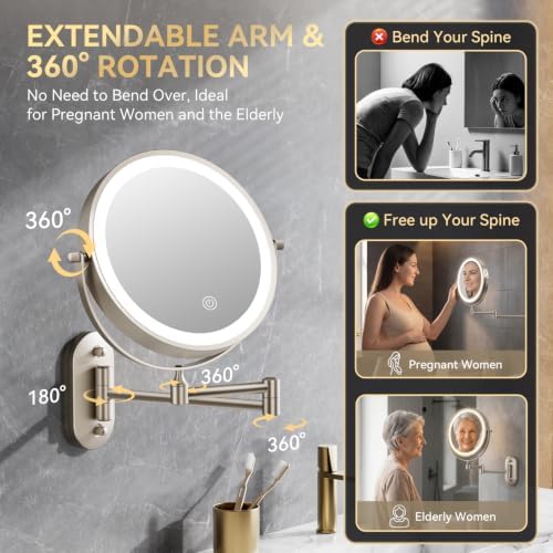 Auxmir 1X/30X Wall Mounted Makeup Mirror - Image 6