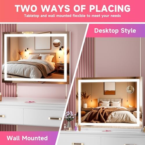 Vanity Mirror with Lights, Dimmable 3 Modes, Memory Function, Smart Touch - Image 4