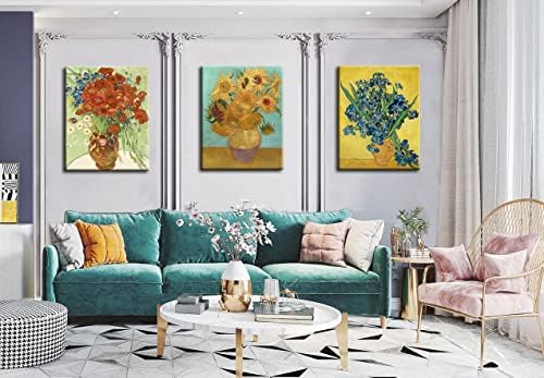 OKEXCKK Sunflowers of Vincent Van Gogh Wall Art, Irises Flower Paintings - Image 3