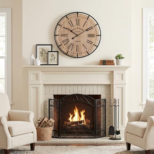 EMAX HOME 20 Inch Large Farmhouse Wall Clock, Light Wood Grain Face - Image 5