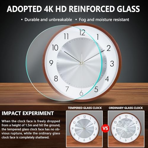 12 Inch Woodgrain Silent Wall Clock, Wall Clocks Battery Operated - Image 5