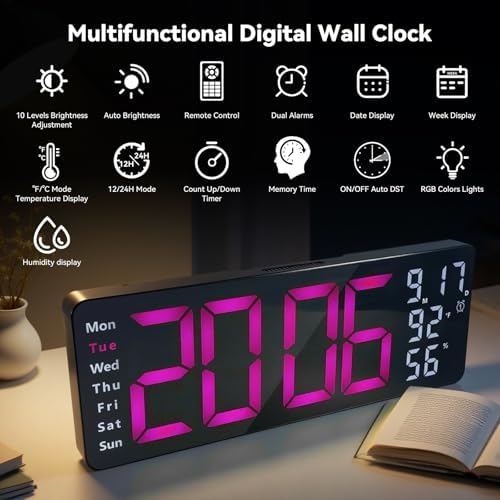 Digital Wall Clock Large Display, 17.3" Digital Clock - Image 2