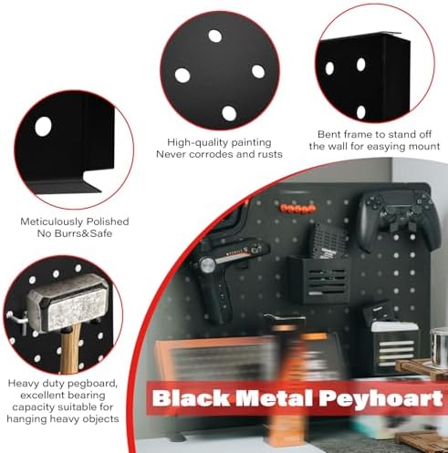 4 Pack Metal Pegboard Panels, Garage Tool Storage, Office Organization - Image 3