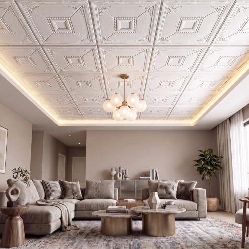 Nuanchu 40 Pcs 13.8 x 13.8 Inch Ceiling Tiles Peel and Stick - Image 6