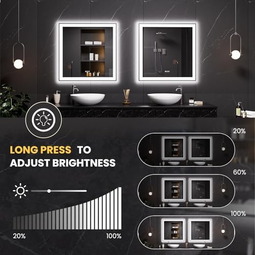 LOAAO 32"X32" LED Bathroom Mirror Black Framed - Image 3