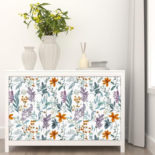 Laatse Vintage Blue Purple Wild Floral Botanical Wallpaper 17.5"x118" - Image 3