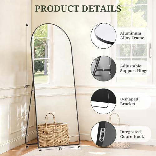 Mirror Full Length 58"x19", Arched Full Body Floor Mirrors - Image 4