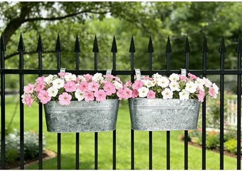 2 Pack 17" Galvanized Hanging Railing Planters - Image 6