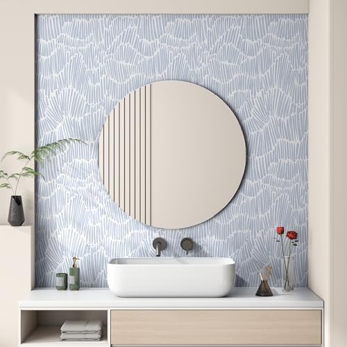 Theper Blue Peel and Stick Wallpaper Boho Striped Contact Paper 17.3"×787" - Image 5