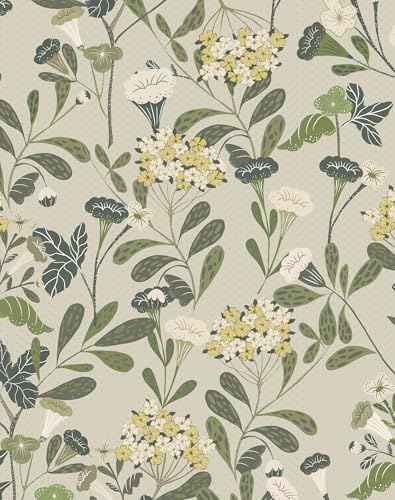 Floral Wallpaper Green Hydrangea Peel and Stick Wallpaper 17.32"x 78.74" by Wallpaper