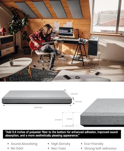 Moukey Acoustic Panels 4 PCS, 2.4“ Thick Fiberglass Soundproof Wall Panels - Image 4