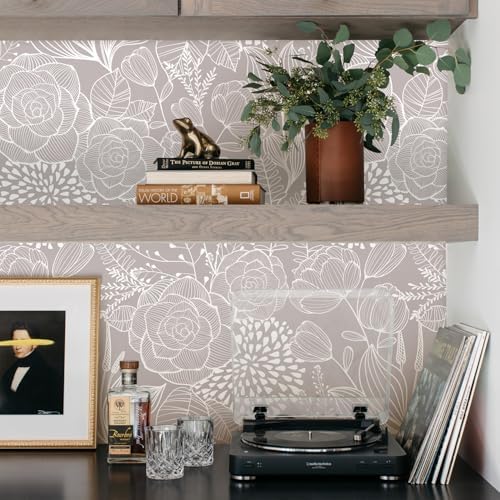 Wudnaye Floral Peel and Stick Wallpaper Large Flower Wallpaper 17"×196.8" - Image 5