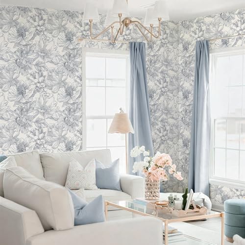 Dimoon 197"x17.3"Grey Floral Line Contact Paper Retro Wallcovering - Image 5