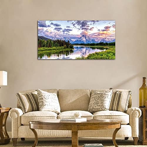 arteWOODS Landscape Canvas Wall Art Nature Picture Oxbow Bend Grand Teton - Image 3