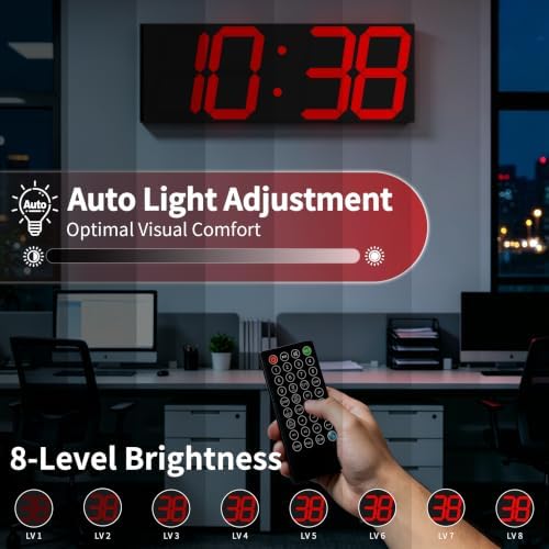CHKOSDA 18.7" Digital Wall Clock, 164ft Visibility - Image 4