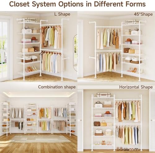ONBRILL H2 Wall Mounted Clothing Rack, Expandable Industrial Pipe Clothes Rack - Image 6