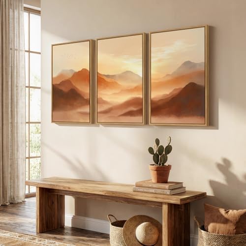 Framed Orange Abstract Mountain Wall Art - Image 2