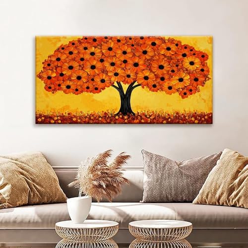TAIJXAGSG Canvas Art Wall Decor Print Paintings Orange Tree Of Life Wall Art - Image 4
