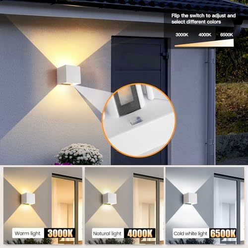 4 Pack LED Outdoor Wall Lights Exterior/Interior 3 Colors Adjustable 15W Wall - Image 3