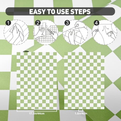 Green and White Contact Paper Mosaic Checkered Peel and Stick Wallpaper - Image 5