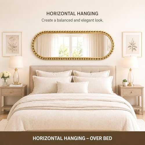 20"x53" Oval Full Length Wall Mirror, Unique Bold Beaded Frame - Image 5