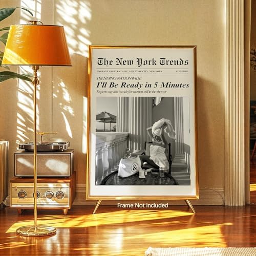 Trendy Newspaper Wall Art 8x12in Unframed Vintage Black and White Aesthetic - Image 2
