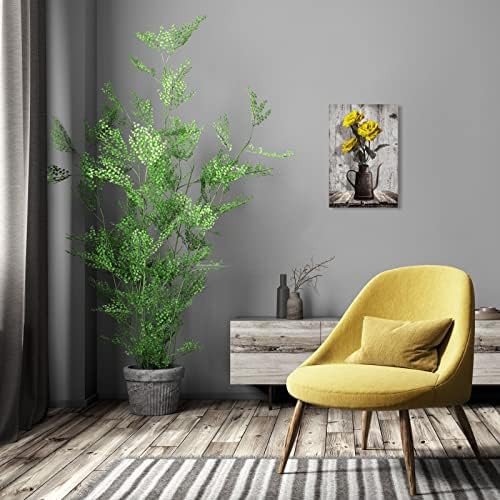 YPY Vintage Yellow Rose Canvas Wall Art, Bedroom Kitchen Farmhouse Artwork - Image 4