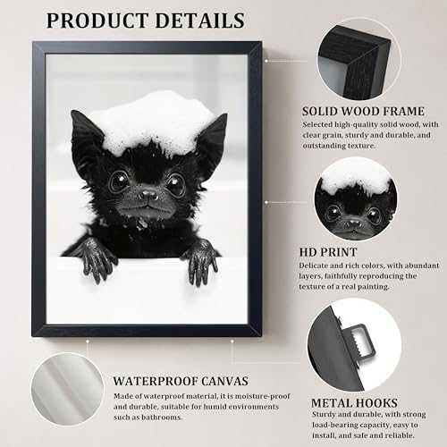 Funny Bat Bathroom Wall Art, Gothic Farmhouse Bat Wall Decor Painting, Humorous - Image 3