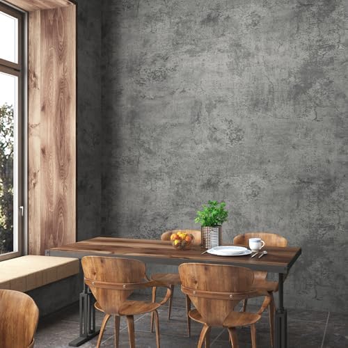 48x354inch Extra Wide Concrete Cement Texture Wallpaper Peel and Stick Dark - Image 5