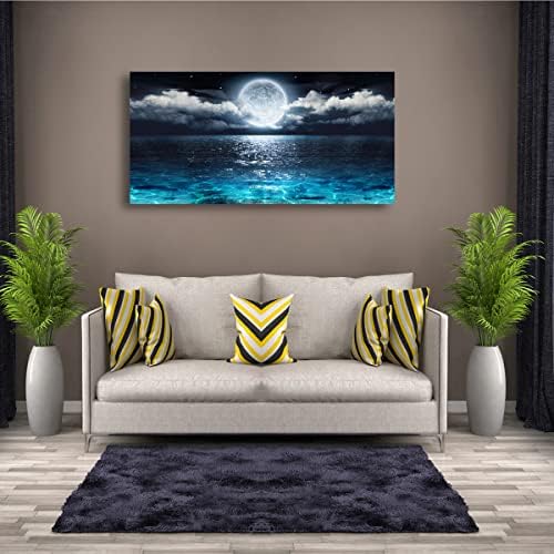 Wall Art Moon Sea Ocean Landscape Picture Canvas Wall Art Print Paintings - Image 3