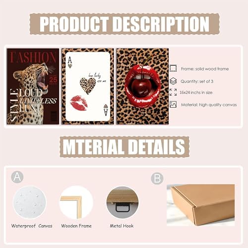 FTHMTN 3pcs Trendy Cheetah Wall Art - Image 3
