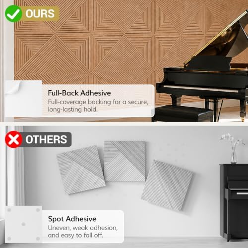 TONOR 12 Pack Acoustic Panels Peel and Stick, 23.6''x23.6''-46.5 sq.ft. - Image 6