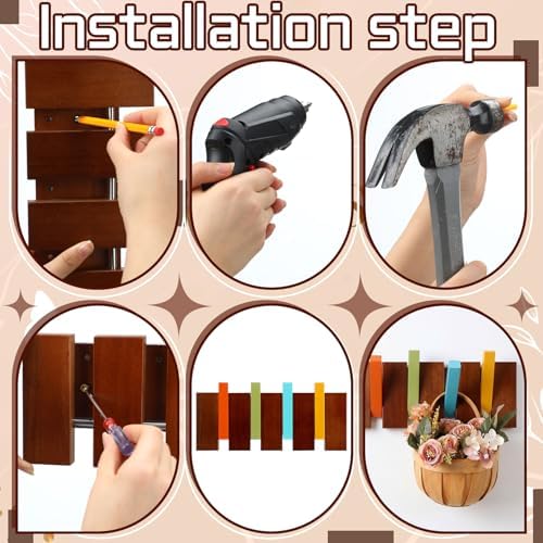 Youyole 2 Pcs 4 Hook Wood Coat Rack Wall Mount MCM Piano Hideaway Coat Hook - Image 4